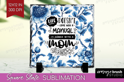 Mothers Day Quote Slate PNG - Blue Toile Square Slate Product Image 1