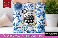 Mothers Day Quote Tumbler Wrap - Blue Toile Tumbler PNG Product Image 1
