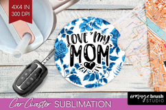 Mothers Day Quote Car Coaster - Blue Toile Coaster PNG Product Image 1