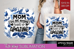 Mothers Day Quote Tote Bag - Blue Toile Tote Bag PNG Product Image 1