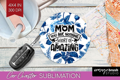 Mothers Day Quote Car Coaster - Blue Toile Coaster PNG Product Image 1