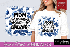 Mothers Day Quote Square Tshirt Background - Blue Toile PNG Product Image 1