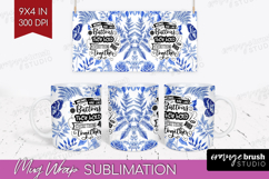 Mothers Day Quote Mug Wrap - Blue Toile Mug PNG Sublimation Product Image 1