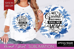 Mothers Day Quote Round Tshirt Background - Blue Toile PNG Product Image 1