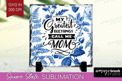 Mothers Day Quote Slate PNG - Blue Toile Square Slate Product Image 1
