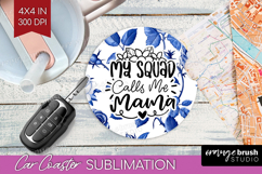 Mothers Day Quote Car Coaster - Blue Toile Coaster PNG Product Image 1