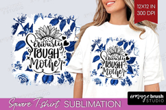 Mothers Day Quote Square Tshirt Background - Blue Toile PNG Product Image 1