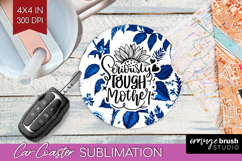 Mothers Day Quote Car Coaster - Blue Toile Coaster PNG Product Image 1