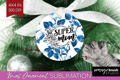 Mothers Day Quote Ornament PNG - Blue Toile PNG Sublimation Product Image 1