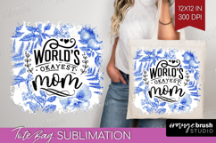 Mothers Day Quote Tote Bag - Blue Toile Tote Bag PNG Product Image 1