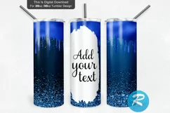 Blue Galaxy glitter Tumbler 20oz/30oz Skinny Tumbler PNG Product Image 3