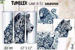Chinoiserie blue animal Watercolor Sublimation Tumbler Wrap Product Image 1