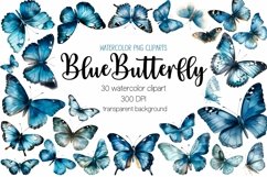 Blue Watercolor Butterfly Clipart