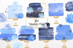 Blue Watercolor Cakes Clipart Product Image 1