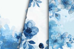 Blue Watercolor Floral Digital Paper Bundle Product Image 6