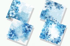 Blue Watercolor Floral Digital Paper Bundle Product Image 2