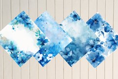 Blue Watercolor Floral Digital Paper Bundle Product Image 3
