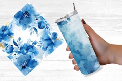 Blue Watercolor Floral Digital Paper Bundle Product Image 5