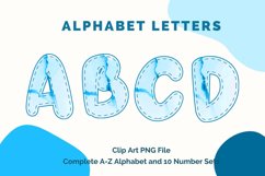 Blue Watercolor Alphabet Letters Sublimation Digital Clipart Product Image 1