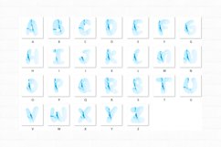 Blue Watercolor Alphabet Letters Sublimation Digital Clipart Product Image 2