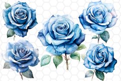 Blue Watercolor Rose Clipart