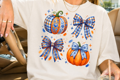Blue Willow Coquette Pumpkin PNG, Chinoiserie Fall Design Product Image 2