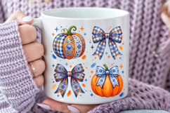 Blue Willow Coquette Pumpkin PNG, Chinoiserie Fall Design Product Image 5