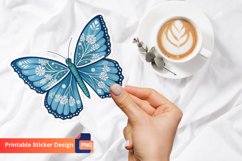 Blue Winter Butterfly Sticker, Butterfly Decoration Sticker Product Image 1