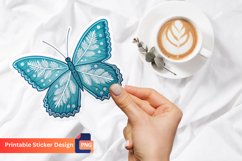 Blue Winter Butterfly Sticker, Butterfly Decoration Sticker Product Image 1