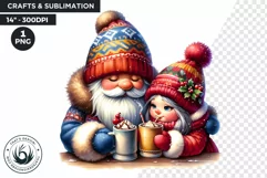 Winter Gnome couple with hot chocolate clipart PNG Product Image 1