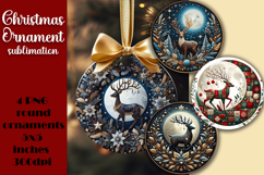 Round Christmas Ornament PNG | embroidery Deer PNG Product Image 1