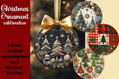 Christmas Vintage tree Ornament Sublimation, Round Png Product Image 1