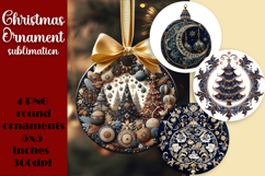 Christmas Vintage tree Ornament Sublimation, Round Png Product Image 1