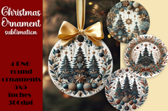 Christmas Vintage tree Ornament Sublimation, Round Png Product Image 1