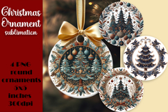 Christmas Vintage tree Ornament Sublimation, Round Png Product Image 1