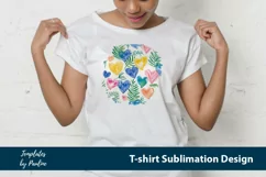 Blue yellow pink hearts and leaves TShirt Background