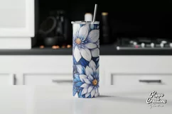 Blue Flower Tumbler Wrap - 20 oz Tumbler Wrap - Floral Wrap Product Image 2