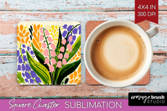 Bluebell Modern Floral Square Coaster Sping Flower Coaster Product Image 1