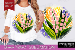 Bluebell Modern Floral Round Tshirt Background Sping Flower Product Image 1