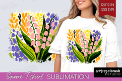 Bluebell Modern Floral Square Tshirt Background Sping Flower Product Image 1