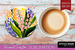 Bluebell Modern Floral Round Coaster Sping Flower Coaster Product Image 1