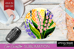 Bluebell Modern Floral Car Coaster Sping Flower Coaster PNG Product Image 1