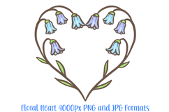 Bluebells Heart Wreath Flower Graphic Clipart PNG Illustration