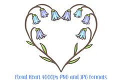 Bluebells Heart Wreath Flower Graphic Clipart PNG Illustration