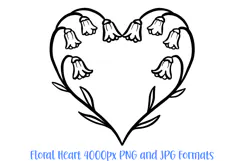 Bluebells Heart Wreath Flower Graphic Clipart PNG Outline Illustration