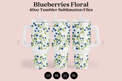 blueberries floral summer 40oz quencher tumbler sublimation full wrap high resolution transparant background