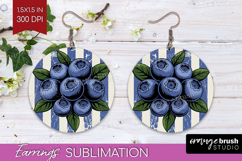 Blueberry Vintage Fruit Round Earrings Summer PNG Product Image 1