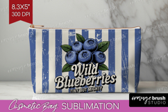 Blueberry Vintage Fruit Cosmetic Bag Summer Makeup Bag PNG Product Image 1