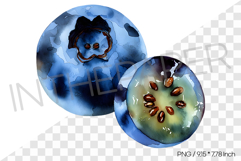 Whole Blueberry and Half Cut Cross Section PNG Clipart Fruit Product Image 1