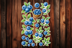 Blueberry Printable Stickers - PNG Sticker Sheet